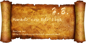 Hankóczy Bálint névjegykártya